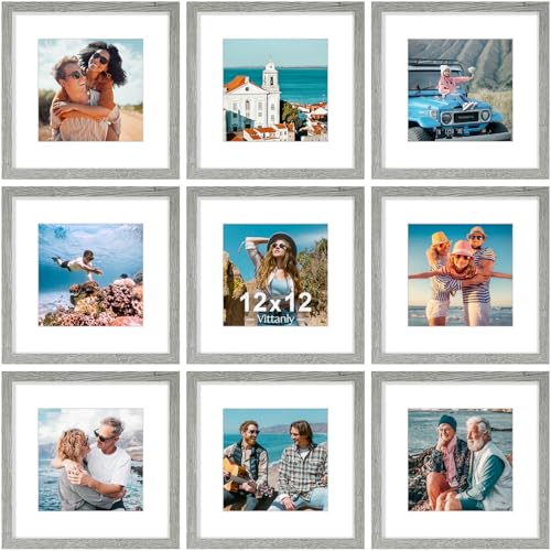 12x12 Picture Frames Set of 9 for Wall Mounting (9 Count)