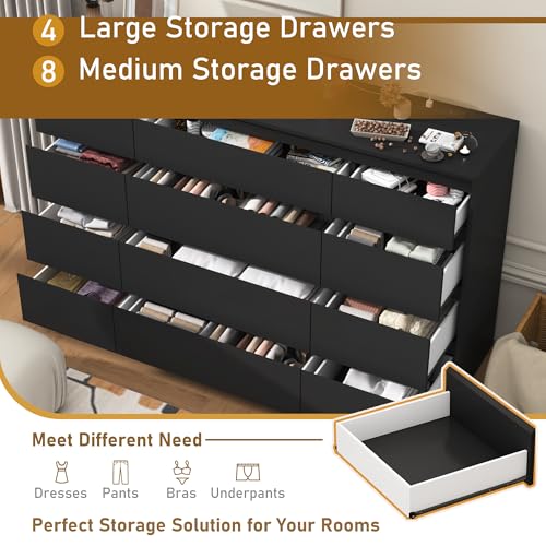 jiteentar Black Malm Dresser for Bedroom
