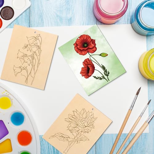 10 Pieces Large Flowers Unfinished Wood Crafts to Paint for Adults