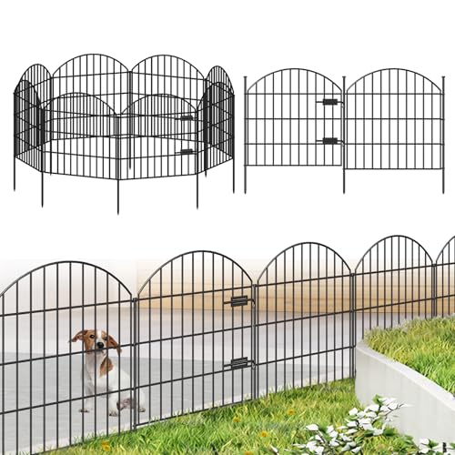 Metal Garden Fence with Gate 28 in x 18.7 ft