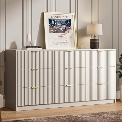 Beige 9 Drawer Dresser for Bedroom