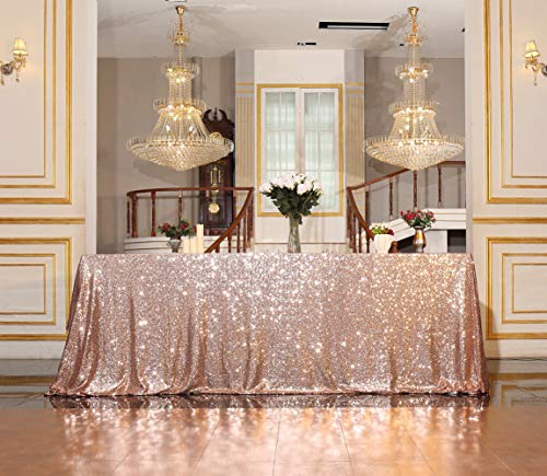 Sequin Tablecloth 50x72 Inch Rose Gold for Wedding Party