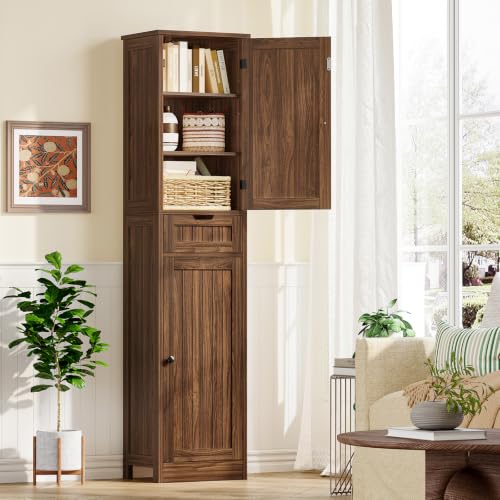 66.9" Tall Bathroom Storage Cabinet with 2 Doors & 1 Drawer