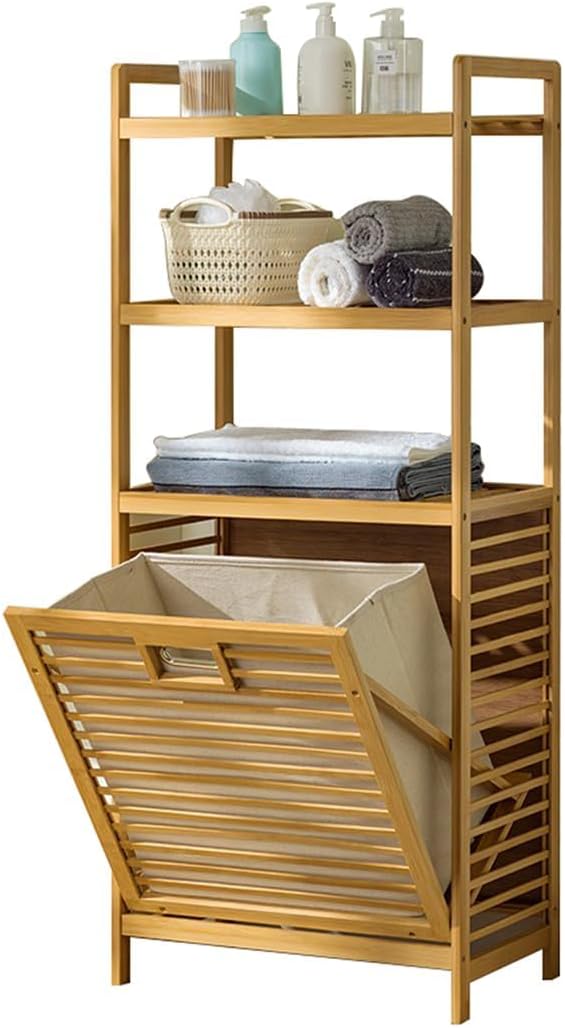 Laundry Hamper with 3 Tier Shelves & Tilt Out Basket, Laundry Baskets Organizer Hampers Bathroom Storage Shelf for Laundry Room, Bathroom, Guest Room (3-Tier Large) - NestledHome