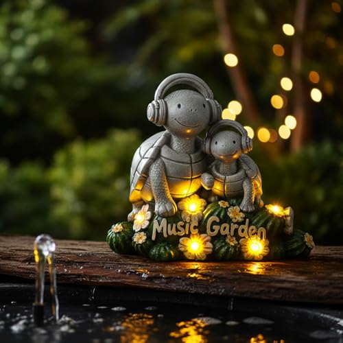 Solar Garden Turtle Statue 5.9"
