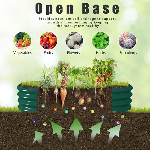 6 Pack 6x3x1FT Galvanized Raised Garden Bed Kit Oval Metal Ground Planter Box Outdoor Bottomless Planter Raised Beds for Vegetables Flowers Herbs Fruits