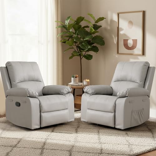 360° Swivel Rocking Leather Recliner Chair Set of 2 (2 Count)