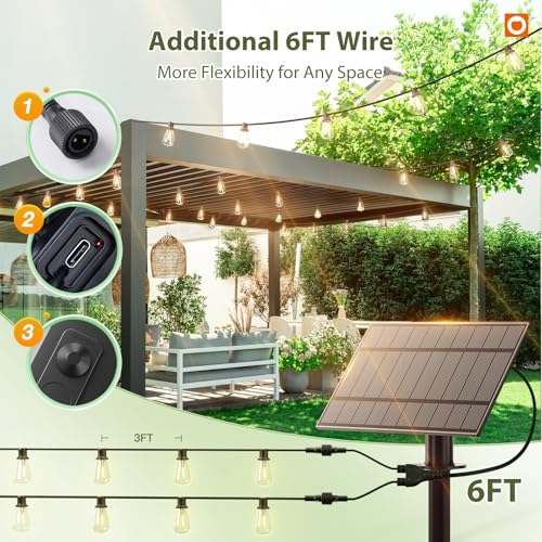 102FT(96+6) Solar String Lights Outdoor,Waterproof Dimmable 30+2 LED (102 Foot)
