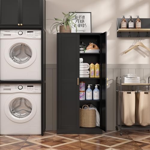 60"Metal Pantry Storage Cabinet with Doors & 4 Adjustable Shelves