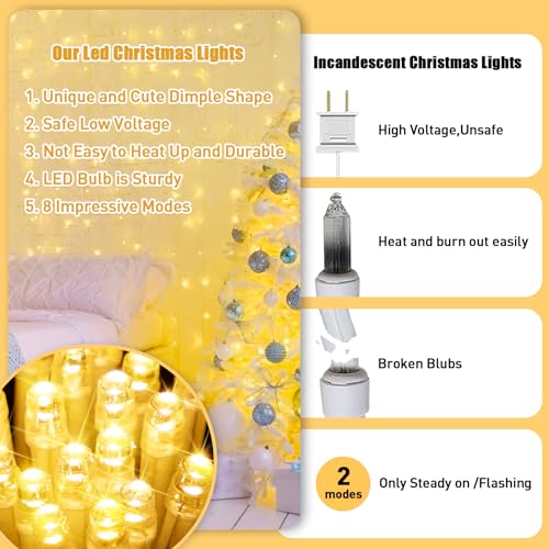 100 LED String Lights Indoor Bedroom Warm White Christmas Lights (33 Foot)