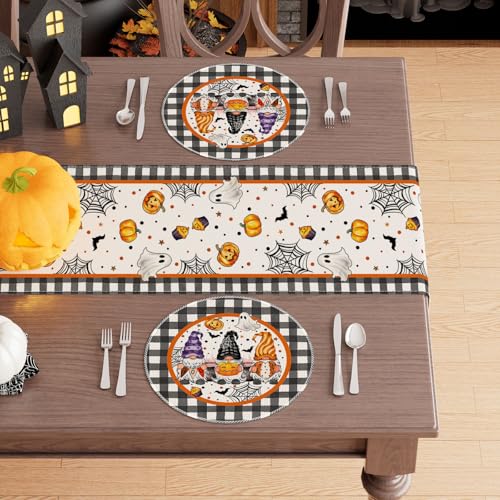 Halloween Gnome Round Placemats Set of 4 Table Decor 14x14 Inch