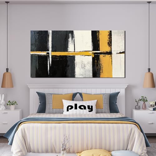 Black Yellow Abstract Wall Art Prints For Bedroom Home Wall Decor 20"x40"