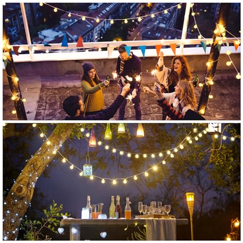 100ft Warm White Globe String Lights Indoor Outdoor Waterproof with Remote