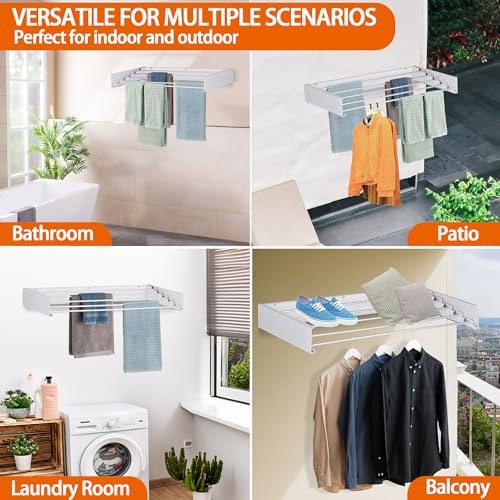 Laundry Drying Rack Wall Mounted Clothes Drying Rack White