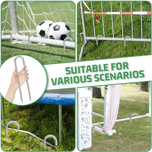 Rebar-Stakes-12-Inch, Ground Stakes Heavy Duty U-Hook Galvanized Anti-Rust Ground Anchors for Camping Tent Trampoline Accessories Dog Fence Chicken Coop Deer Fence 10pcs (10 Count)