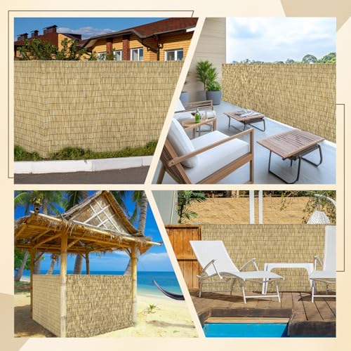 Natural 6FT X16.4FT Reed Fencing Roll Bamboo Privacy Fence Screen