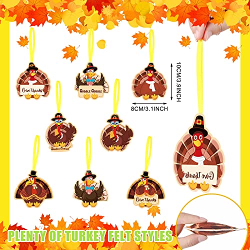 8 Pcs Turkey Ornaments for Tree Felt Thanksgiving Tree Ornaments
