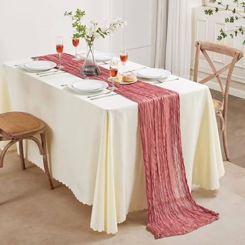 6 Pack Rose Cheesecloth Table Runner 35×120Inch Fall Boho Gauze Home Decor (21.12 Ounce)