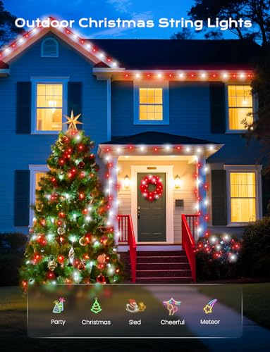Red White Solar Operated C6 Strawberry String Lights