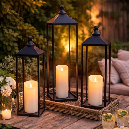 22'' 19'' 17'' Lanterns Decorative Outdoor Indoor (3 Count)