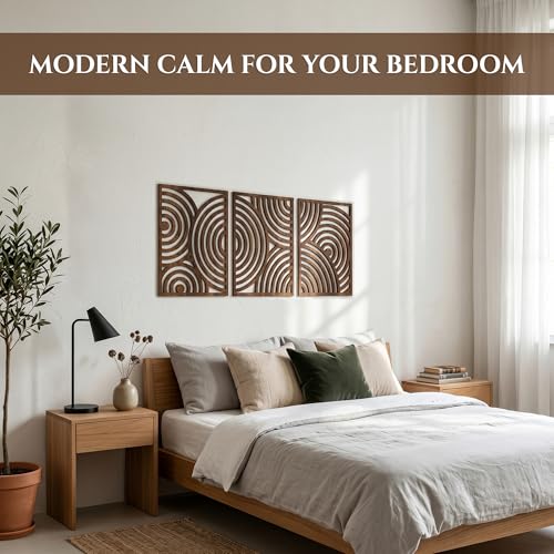 Modern Wooden Wall Sculptures (3 Count)