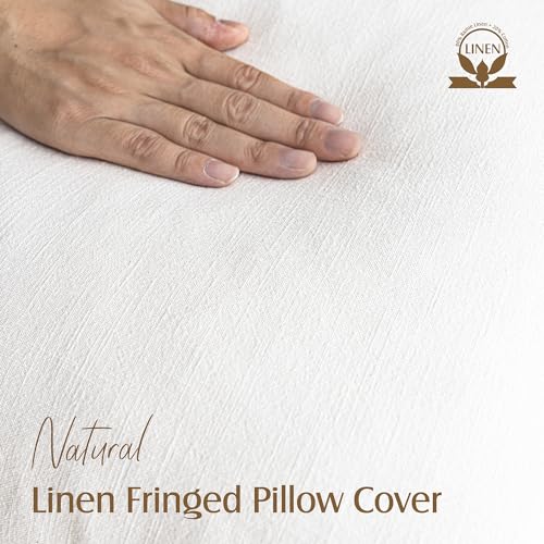 Decorative Linen Fringe Throw Pillow Covers 16×16 Inch (2 Count)