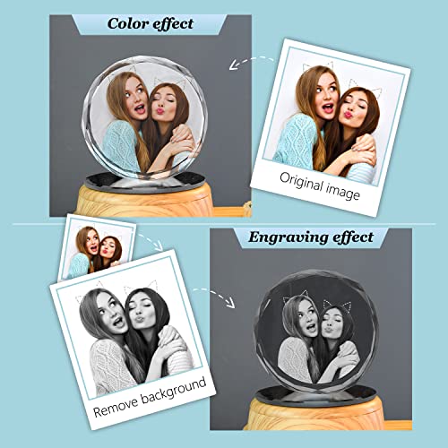 Round Personalize Your Photo LED 3D Night Light Mother Gifts for Christmas Kids Boys & Girls Women Birthday Gifts with Led Colourful Light Base