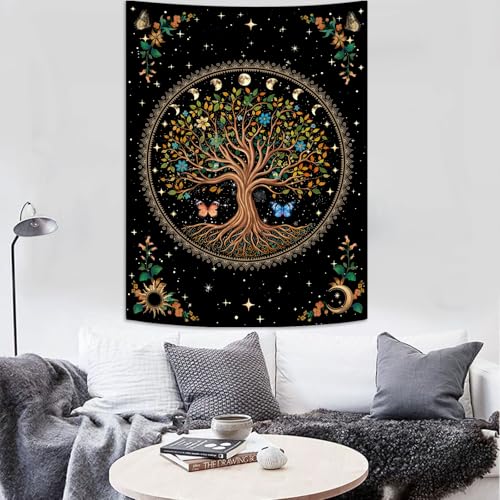 Tree of Life Tapestry Moon Phase Wall Tapestry