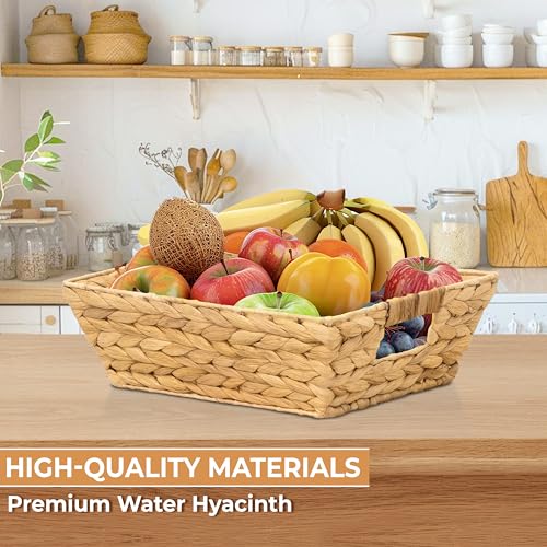 Set of 12 Water Hyacinth Wicker Storage Baskets for Shelves (12 Count)