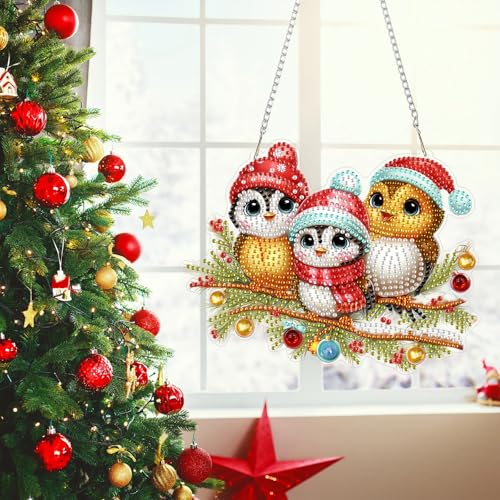 Christmas Birds Diamond Art Hanging Kits for Adult
