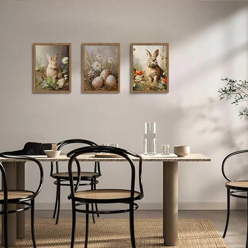 Vintage Easter Bunny Wall Art Set of 3