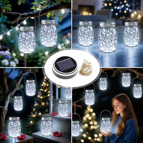 Mason Jar Solar Lights for Outside (12 Count)