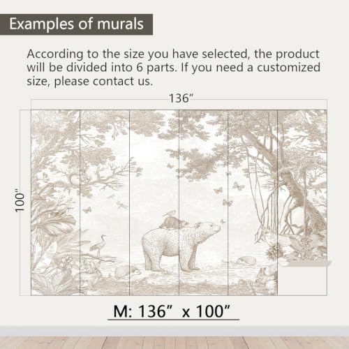 Beige Jungle Peel and Stick Wallpaper Safari Murals for Nursery