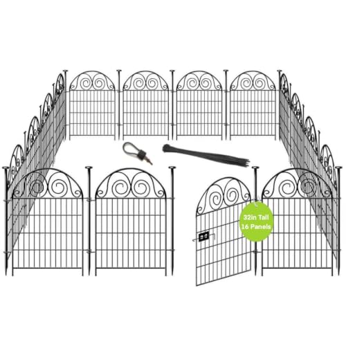 Tall Garden Animal Barrier Fencing with Gate (96 Sq Ft)
