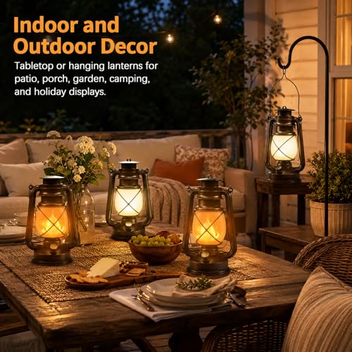 Battery Powered Vintage LED Lanterns 4 Pack with Remote Control (4 Count)