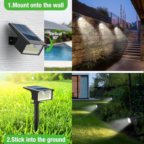 3 Pack 62 LED Solar Spot Lights Outdoor Motion Sensor with 3 Modes (3 Count)