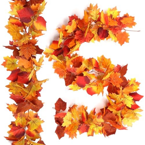 2 Pack Fall Leaves Garland Indoor Outdoor Fall Decor