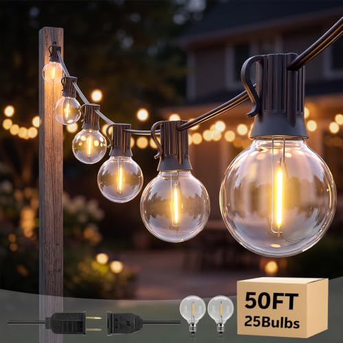 50FT G40 LED String Lights with 25 Shatterproof Bulbs