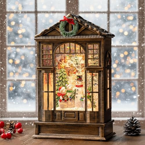 Christmas Snow Globe Swirling Glittering Snowman Choir Manger Scene