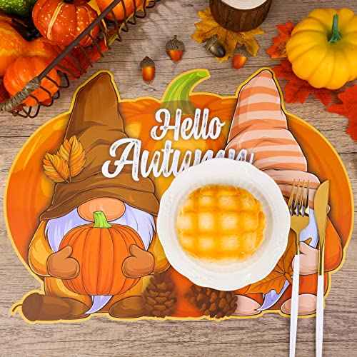 6 Pack Fall Pumpkin Plastic Placemats Autumn Harvest Table Mats (6 Count)
