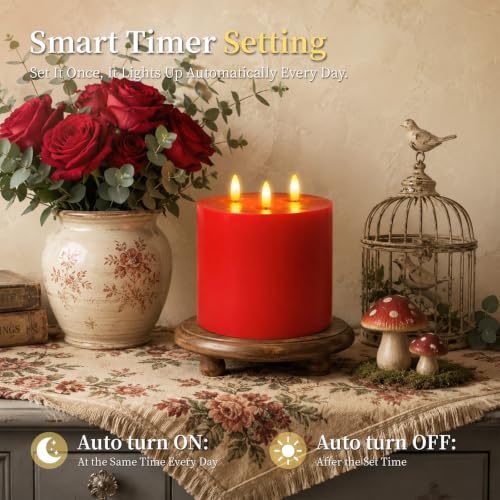 3 Wick Extra Large Flameless Pillar Candles with Timer Remote