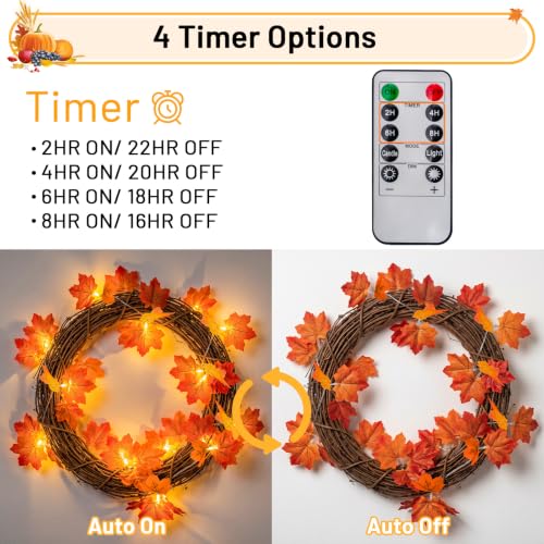 2Pack 18.6FT Lighted Fall Leaf Garland (2 Count)