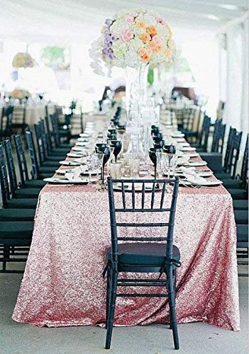 Sequin Tablecloth 90 x 156 Inch Fuchsia Pink Sparkly Table Linen for Wedding Party