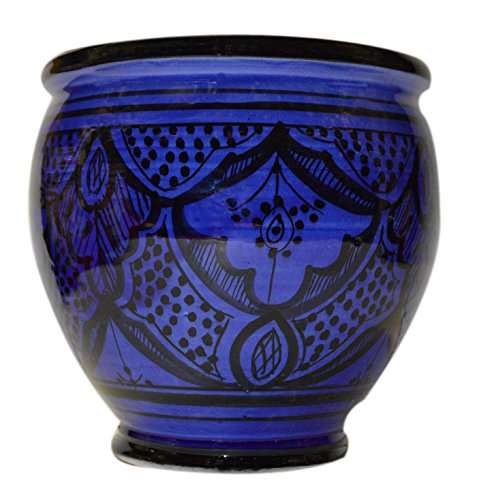 Flower Pot Moroccan Spanish Garden Drain Hole Ceramic Planter Handmade Multicolored