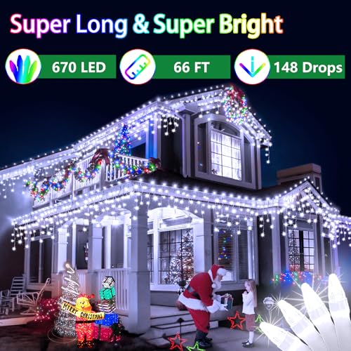 66FT 670 LED Christmas Lights 148 Ice Drops