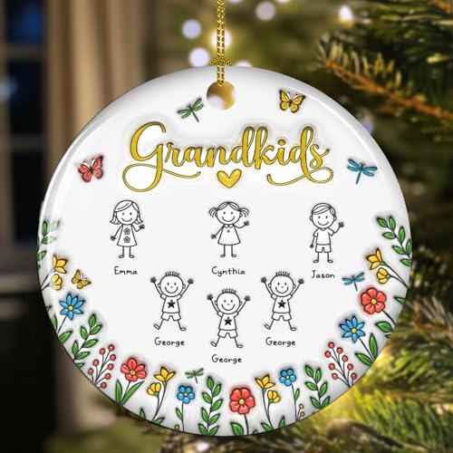 Grandkids Personalized Ceramic Ornament