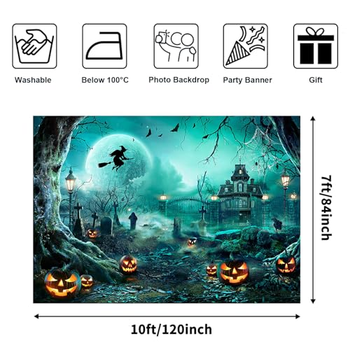 10x7ft Green Halloween Backdrop Spooky Photography Background