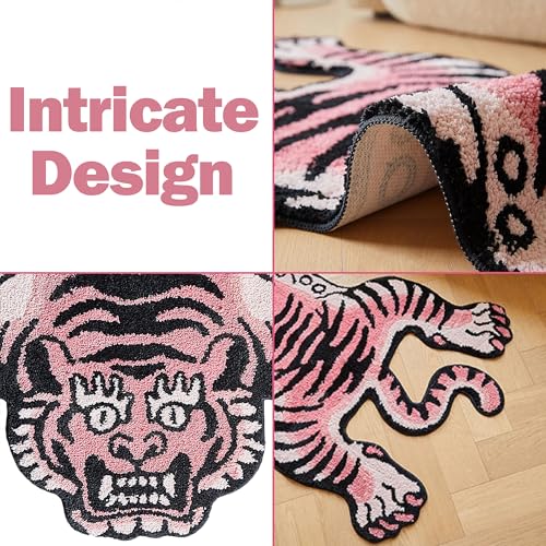 5x3.3 ft Tibetan Tiger Area Rug Tufted High Pile XLarge Indoor Machine Washable Carpet with Nonslip TPR Backing