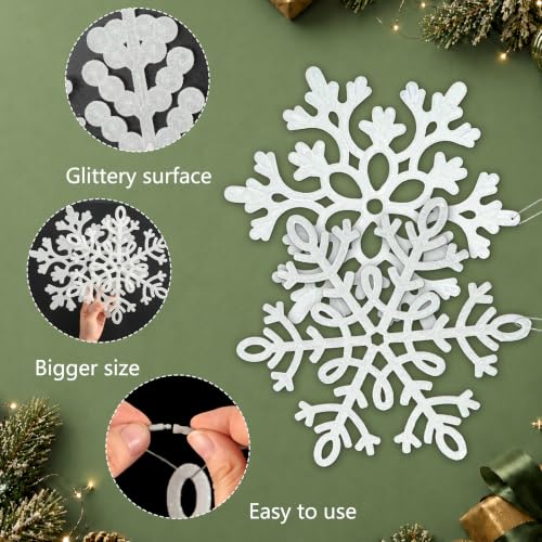 Large Snowflakes Ornaments for Outdoor Indoor Christmas Tree Decorations (6 Count)