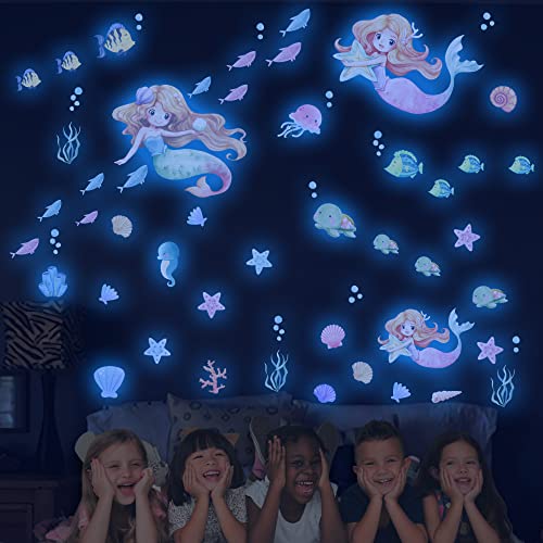 Glow in The Dark Stars Mermaid Wall Decals